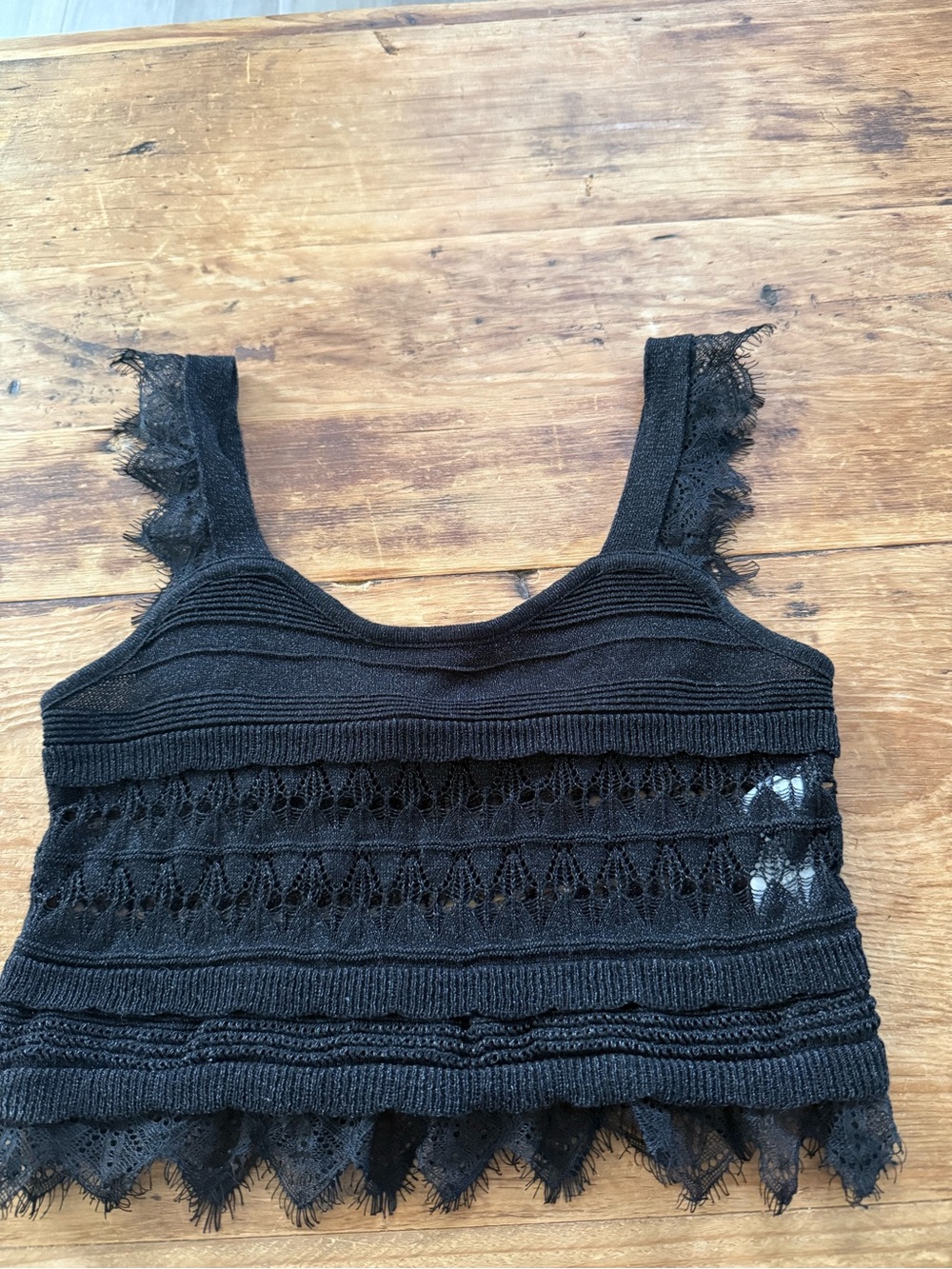 Zara black tank top crochet and lace small
